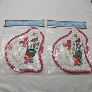 Set of 2 Christmas Potholder Vintage Cecil Saydah Christmas Farm Duck With Tree